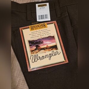 Wrangler Wrancher Dark Brown Boot Dressy Jeans 31x34 NWT